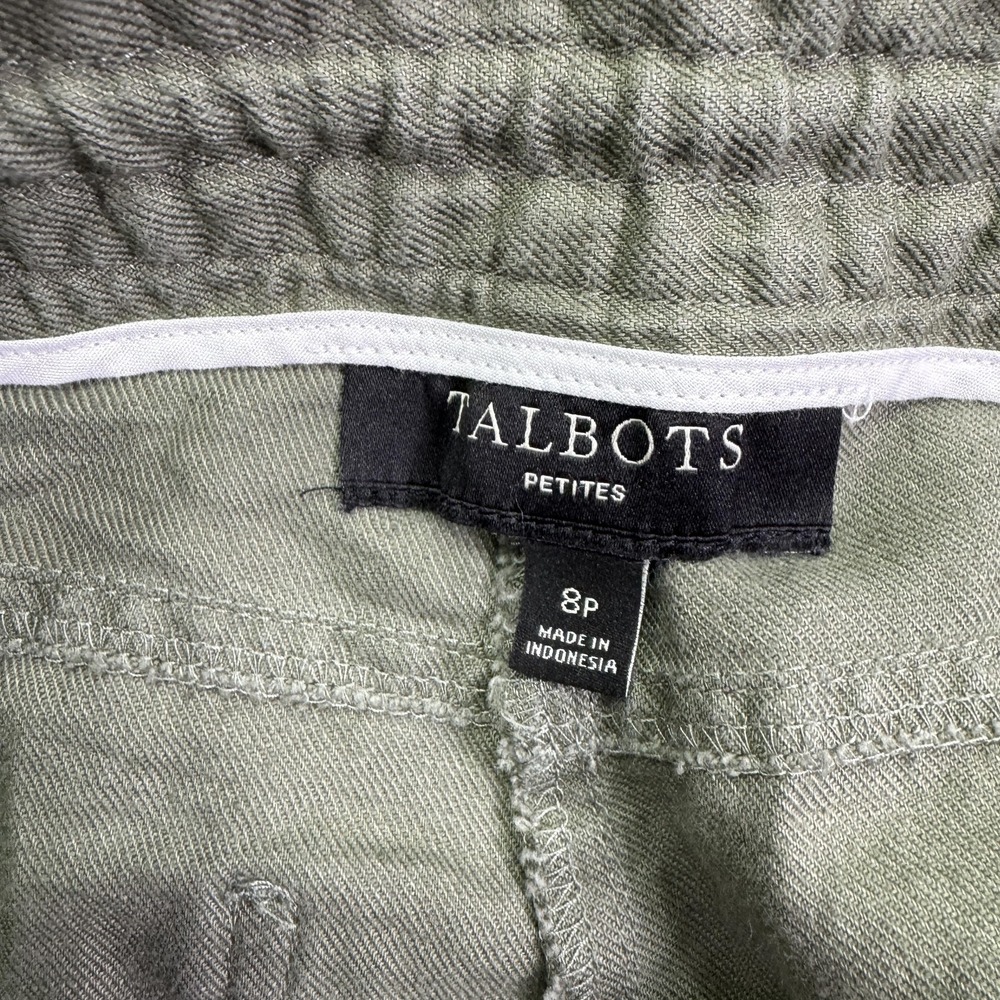 Talbots Pants Womens 8P Green Signature Chino Drawstring Casual City Pockets - Picture 6 of 8